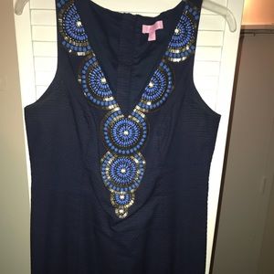 Lilly Pulitzer Beaded & Navy Shift Dress